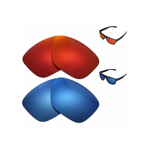 Walleva Polarized Fire Red   Ice Blue Replacement Lenses For Oakley Breadbox Sunglasses