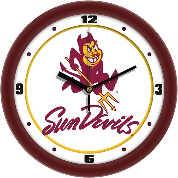 Arizona State Sun Devils 11.5'' Suntime Premium Glass Face Traditional Logo Wall Clock