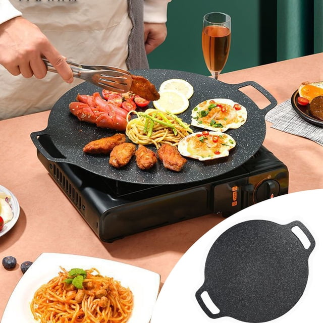 SPOORYYO Multi Griddle Pan Iron Grill Bbq Shape Handle No Burning Multi-Griddle Electromagnetic Physics Heat Rate