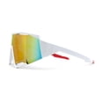 thumbnail image 4 of Super Oversized Color Mirror Angular Shield Sport Wrap Around Sunglasses White Orange Mirror, 4 of 4