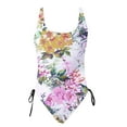 thumbnail image 3 of TrendVibe365 One Piece Thong Swimsuit Women Pink Adjustable Shoulder Strap Floral Swimwear Beachwear 2XL, 3 of 4