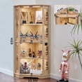 thumbnail image 2 of LELELINKY Display Cabinet with Glass Door & LED Lights, 65" 4-Tier Curio Cabinet, Modern Glass Display Case for Living Room & Bedroom, Natural Oak, 2 of 10