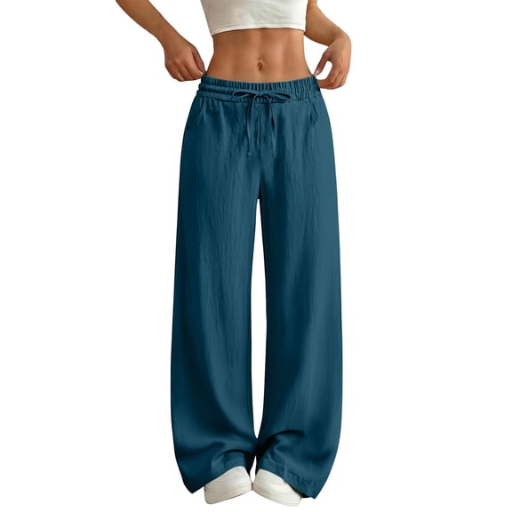 Dagugfen Athletic Pants for Women Loose Fitted Drawstring Elastic Waist Breathable Summer Casual Workout Full Length Pants