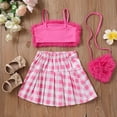 thumbnail image 3 of SUCS 3pcs Girls Clothes Summer Suit Plush Sling Plaid Skirt Bag 3piece Suit Pure Cotton Set, 3 of 9