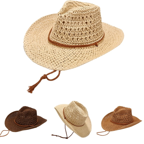 QLEICOM Hats for Men,Mens Hat,Men Solid Color Straw Hat with Adjustable Drawstring Chin Strap for Secure Fits In Windy Conditions Breathable Bucket Hat Provides Full Sun Coverage Khaki