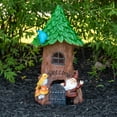 thumbnail image 2 of Northlight 14" Solar Lighted Welcome Gnome Tree House Outdoor Garden Statue, 2 of 5