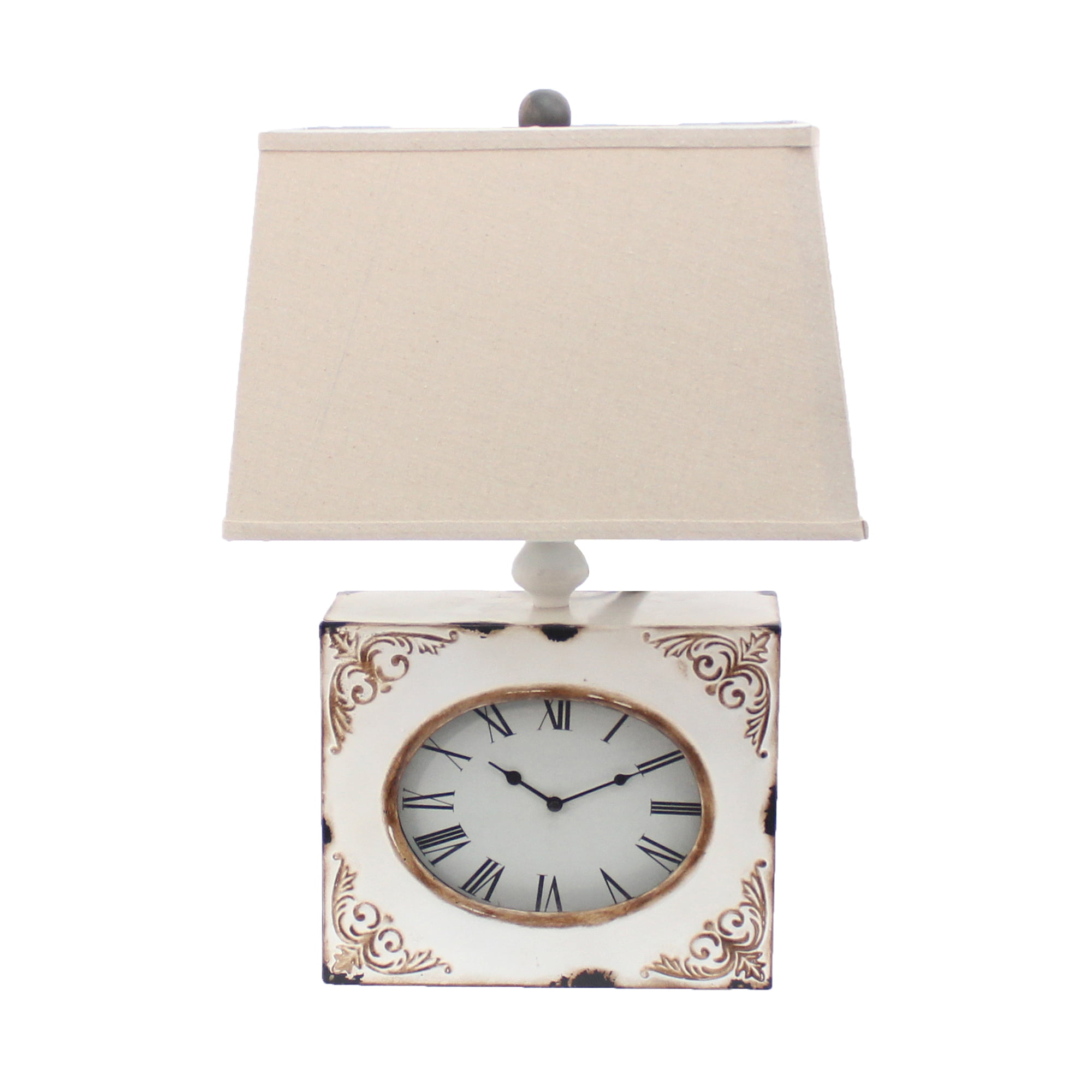 Table Lamp With Metal Clock Base, Table Lamp With Clock