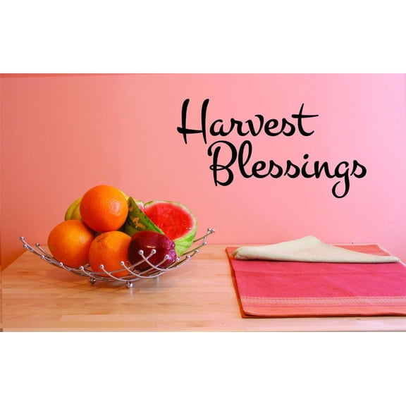 Custom Decals Harvest Blessings Wall Art Size: 16 X 40 Inches Color: Black