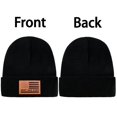 thumbnail image 3 of Waldeal Best Dad Ever American Flag Beanie Hat, Leather Patch Knit Cuffed Winter Hat for Men, Fathers Day Birthday Gifts for Dad from Daughter, 3 of 6