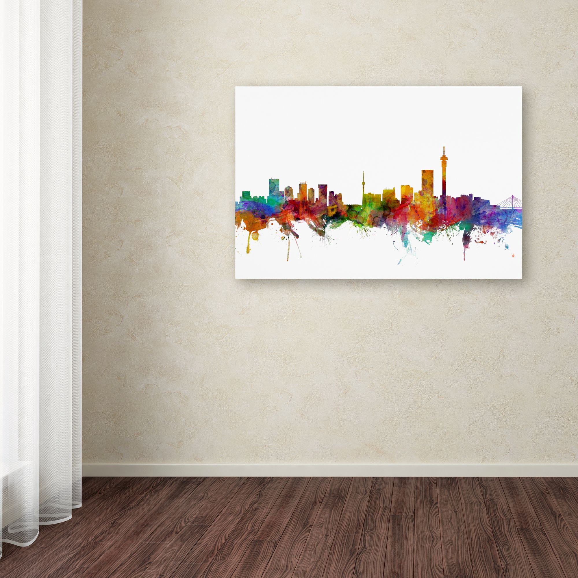 Trademark Fine Art "Johannesburg South Africa Skyline" Canvas Art by Michael Tompsett