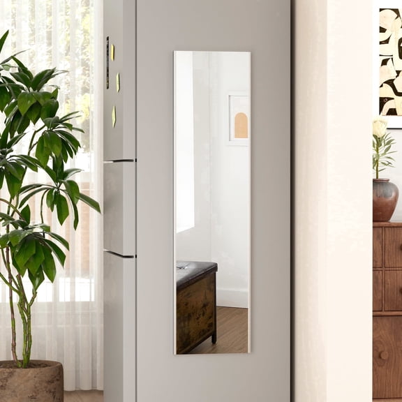 BRIVUE 47" x 12" Magnetic Full Length Mirror,Shatterproof Nanomirror, No-Drill for Smooth Wall/Door Mount, Silver