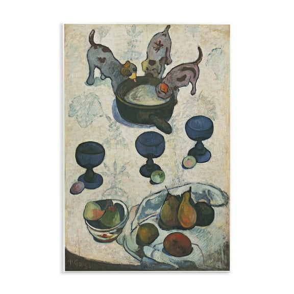 Stupell Industries Classical Still Life Three Puppies Food & Beverage Painting Unframed Art Print Wall Art, 10 x 15