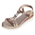 thumbnail image 6 of Pandaie Women's Summer Dressy Platform Sandals Open Toe Low Wedge Heels Espadrille 2.36 Inch Bohemia Beach Vacation Shoes White 7.5, 6 of 7
