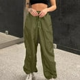 thumbnail image 5 of Travel Outfits Women Airport Womens Baggy Cargo Pants Streetwear Hop Joggers Sweatpants Drawstring Casual Loose Wide Leg Trousers Pants Suit for Women Work Casual Womens Sweat Business 12 Army Green S, 5 of 9
