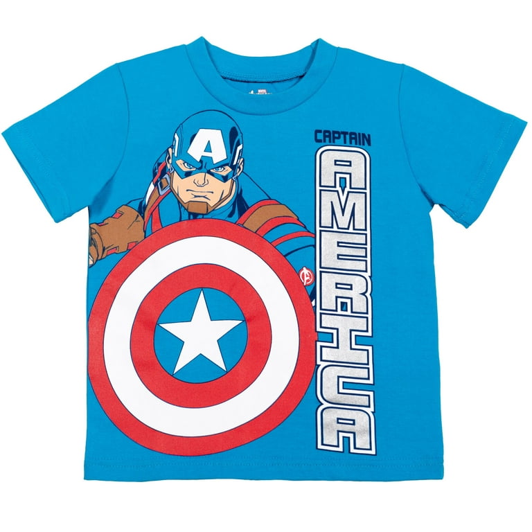 Boys Toddler Avengers Panther Black Pack Man Captain Avengers America 4 Graphic Marvel T-Shirts 4T Iron