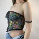 thumbnail image 5 of Blusas elegantes de diseño francés vintage con cuello halter y estampado floral estilo vendaje para mujer, blusas sexys para fiesta y club., 5 of 5