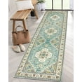 thumbnail image 4 of Lahome Decor Vintage Collection Bohemian Floral Medallion Area Rug, 2' x 8', Non-Slip Backing,Machine Washable for Living Room,Skye Blue, 4 of 9
