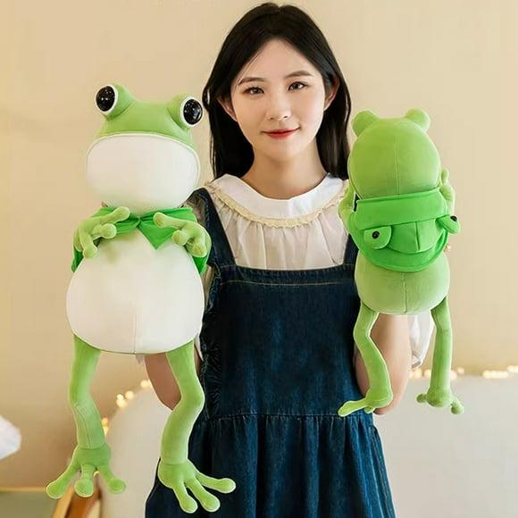 Lubelski Cartoon Frog Stuffed Pillow Toy Cute Big Eyes Long-legged Green Frog Plushies Companion Sleep Pillow Soft Stuffed Animal Doll Girl Plush Toy Birthday Gift