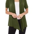 thumbnail image 5 of Women's Loose Fit Short Sleeve Draped Open Front Office Wear Solid Cardigan, 5 of 5