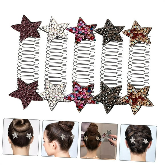 Stretch Comb Headbands,Hair Breaker Decorate,Bangs Hair Clip,Star Hair Accessories,Hair Clips Headband,Hair Claw Clips Barrettes for Women Girl,Set of 5