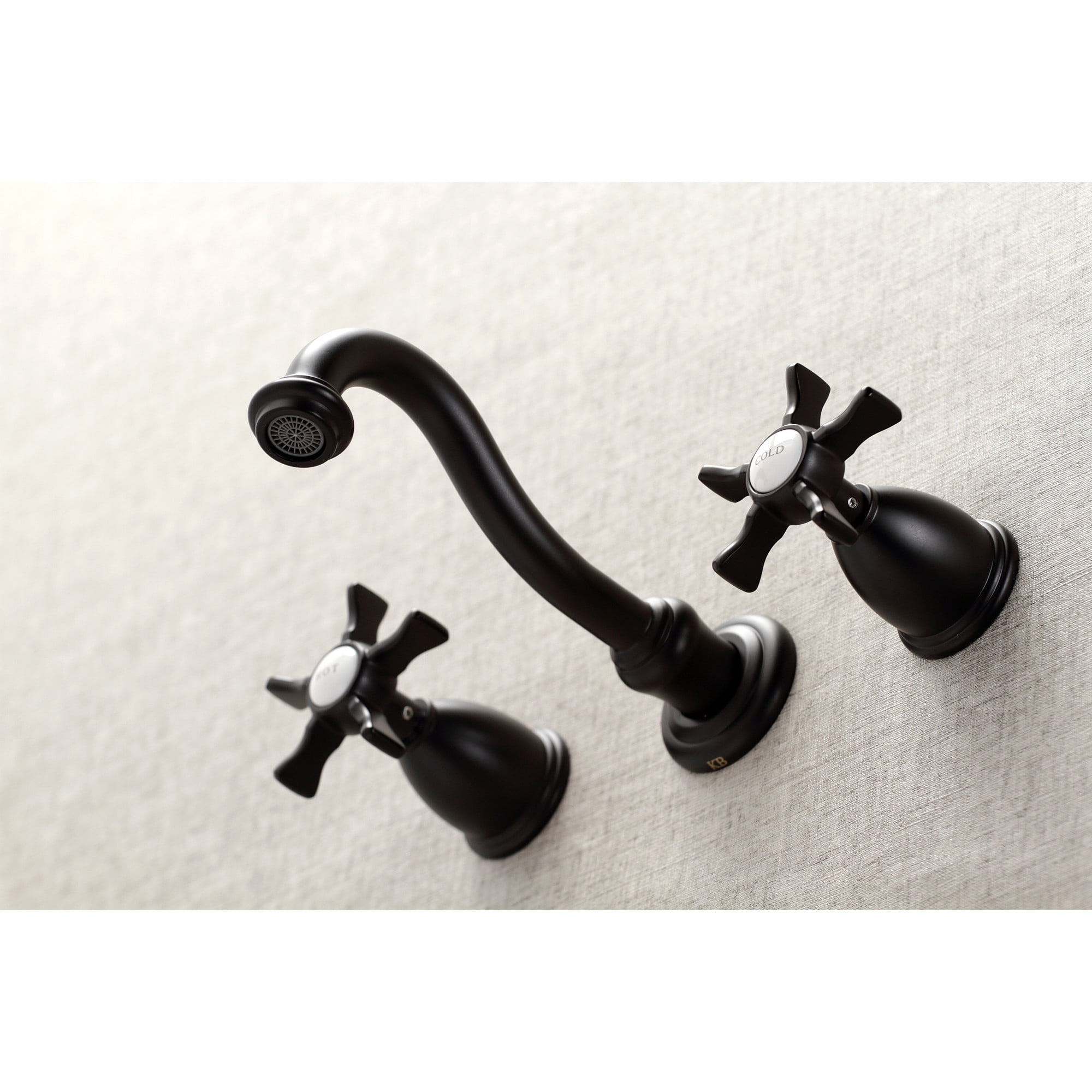 Kingston Brass KS3120NX Hamilton Double-Handle 3-Hole Wall Mount Bathroom Faucet in Matte Black