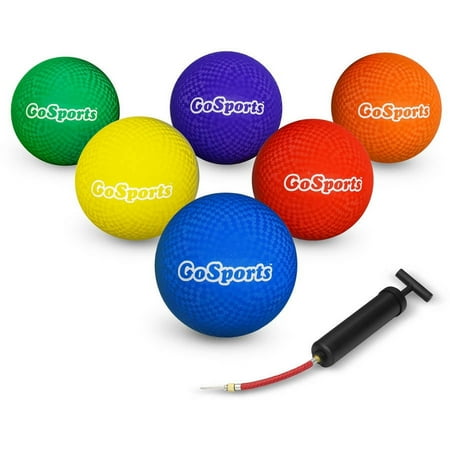 GoSports 8" Playground Ball (Set of 6) with Carry Bag and Pump