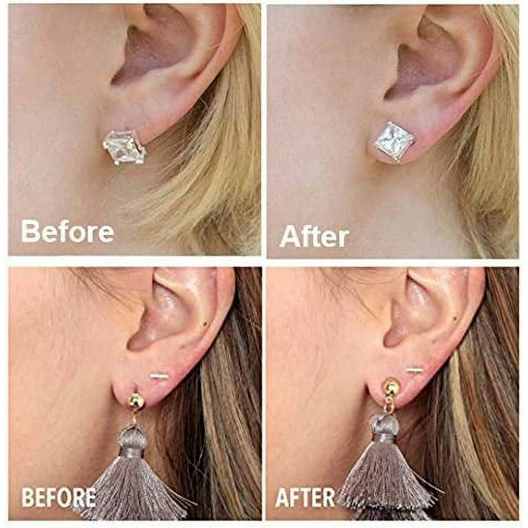 Pretty Earring Lifters- 4 Pairs of Sterling Silver Plated Earring Backs  Adjustable Hypoallergenic Secure Earring Lifts Ear Lobe Lifter Earring