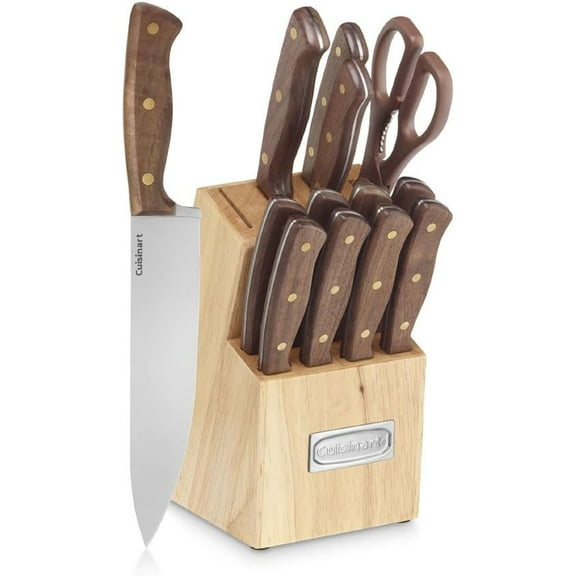 Cuisinart C55W-14PCB Advantage Cutlery 14-Piece Triple Rivet Walnut Knife Block Set