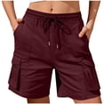 thumbnail image 2 of BUIGTTKLOP Cargo Shorts for Women Drawstring High Waisted Casual Shorts Wide Leg Pull on Outdoor Hiking Shorts with Pockets, 2 of 6