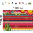 thumbnail image 2 of Fondo de rayas coloridas con temática de fiesta mexicana, pancarta de decoración de mesa para fiesta luau, Cinco de Mayo, festival mexicano, cactus, fondo para fotografía de 2,1 x 1,5 m, 2 of 5