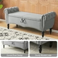 thumbnail image 6 of Furniliving Storage Bench Button Tufted End of Bed Bench Storage Ottoman for Living Room, Bedroom, Light Gray, 6 of 9