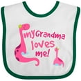 thumbnail image 3 of Inktastic My Grandma Loves Me Girls Dinosaur Girls Baby Bib, 3 of 4