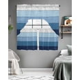 thumbnail image 5 of Blue Ombre Swag Valance and Tier Curtains 36'' Length Set, Farmhouse Vintage Wooden Striped Light Filtering Kitchen Curtains, Tier Curtain Valances for Bathroom/Living Room/Bedroom/Café, 5 of 6