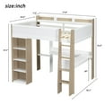 thumbnail image 2 of Harper & Bright Designs Full Size Wood Loft Bed with Built-in Storage Shelves, Clothes Rails and Desk, Wood Loft Bed Frame with Guardrail and Top Shelves, White+Natural, 2 of 12