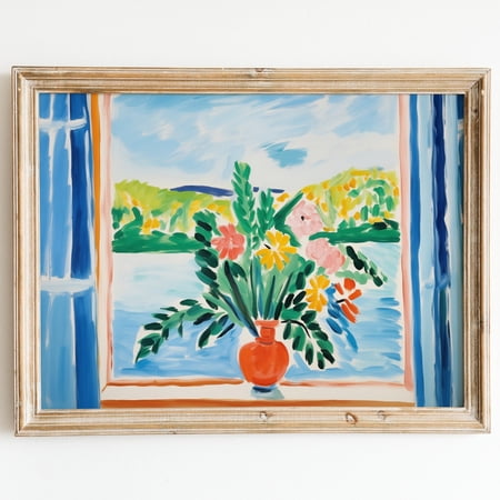 Henri Matisse Open Window Print Flower Painting Coastal Mediterranean Wall Art Fauvism Poster Colorful Floral Wall Decor Harmonious Art