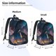 thumbnail image 2 of Disketp Night Sky Wolf print Canvas Backpack Lightweight Travel Daypack Student Rucksack Laptop Backpack-Small, 2 of 5