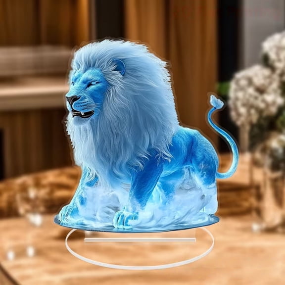 hulanddfd Acrylic Desktop Decor Blue Lions-shaped 2D Flat Display Standee Tabletop Centerpiece Deractive Figurine for Desktop Shelves Side Tables