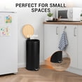thumbnail image 4 of 8 Gallon Step Trash Can with Soft-Close Bamboo Lid, Stainless Steel Garbage Can with Removable Inner Bucket, 30L Round Trash Bin, Perfect for Kitchen, Bathroom, Living Room, Black, 4 of 7