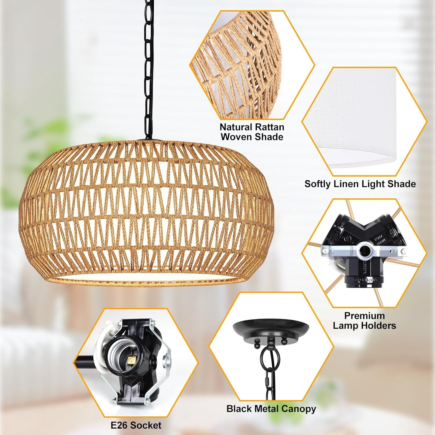 Nordic Hygge 19" Rattan Chandeliers
