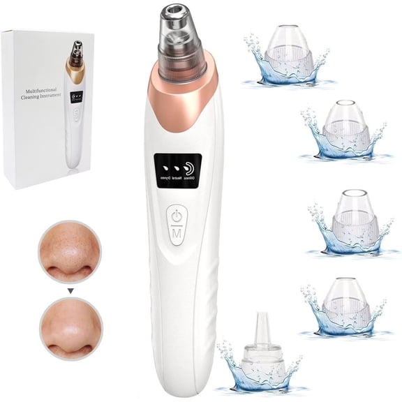 Blackhead Remover Pore Vacuum, Facial Pore Cleaner, Electric Pore Vacuum Tool with 3 Suction Power & 5 Probes, USB Rechargeable for Nose Face