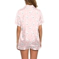 thumbnail image 5 of Easter Print Short Sleeve Pajama Set for Women Button Shirt and Shorts Sleepwear Soft Breathable Pink XXL, 5 of 5