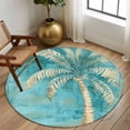 thumbnail image 3 of Green Tree Coastal Beach Round Area Rug 5 FT, Non Slip Bedroom Rugs, Vintage Tropical Plant Washable Soft Circular Carpet Non-Shedding Floor Mat for Kitchen Dining Room Foyer Balcony Dorm, 3 of 8