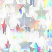 Iridescent Disco-Holographic Party-Decorations Christmas Garland - 62ft Twinkle Little Star Streamers Hanging Banner,Wedding Birthday Bachelorette Baby Bridal Shower Decor Hugtmr