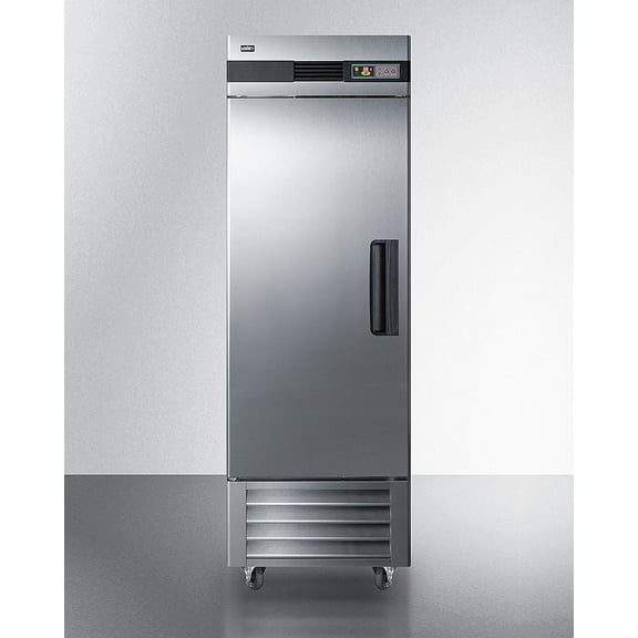 Commercially approved frost-free reach-in freezer in complete stainless steel, left hand door swing