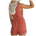 thumbnail image 4 of Fsqjgq Jumpsuits for Women Summer Rompers Playsuit Dressy Rompers Casual V Neck Bow Pocket Sleeveless Shorts Wide Shorts Jumpsuits Rompers Bib Overalls Jumpsuits Sleeveless Spaghetti Strap Boho W, 4 of 7