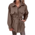 thumbnail image 2 of Tdoqot Womens Peacoats- Button Down Casual Winter Jackets for Women Brown Size 2XL, 2 of 9