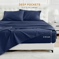 thumbnail image 3 of Warmstar 100% Cotton Queen Fitted Sheet Only, 600 Thread Count Sateen Soft Breathable Queen Size Fitted Bed Sheet Deep Pocket,Fits Mattress Up to 16",Navy, 3 of 5