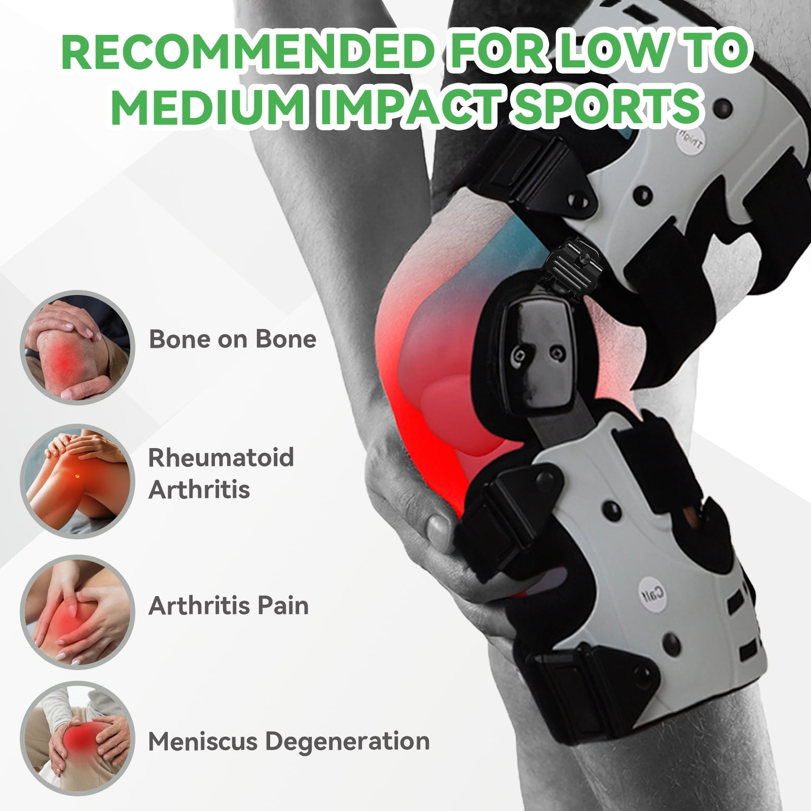 Orthomen Upgraded OA Unloader Knee Brace for Men and Women, Medial Arthritis Pain & Osteoarthritis Offloader, Bone on Bone Cartilage Joint Support with Valgus/Varus Built-in Hex Key, Right