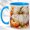 Blue, variant on White Pumpkin Floral Coffee Mug, Fall Harvest Mug, Ceramic 11 oz