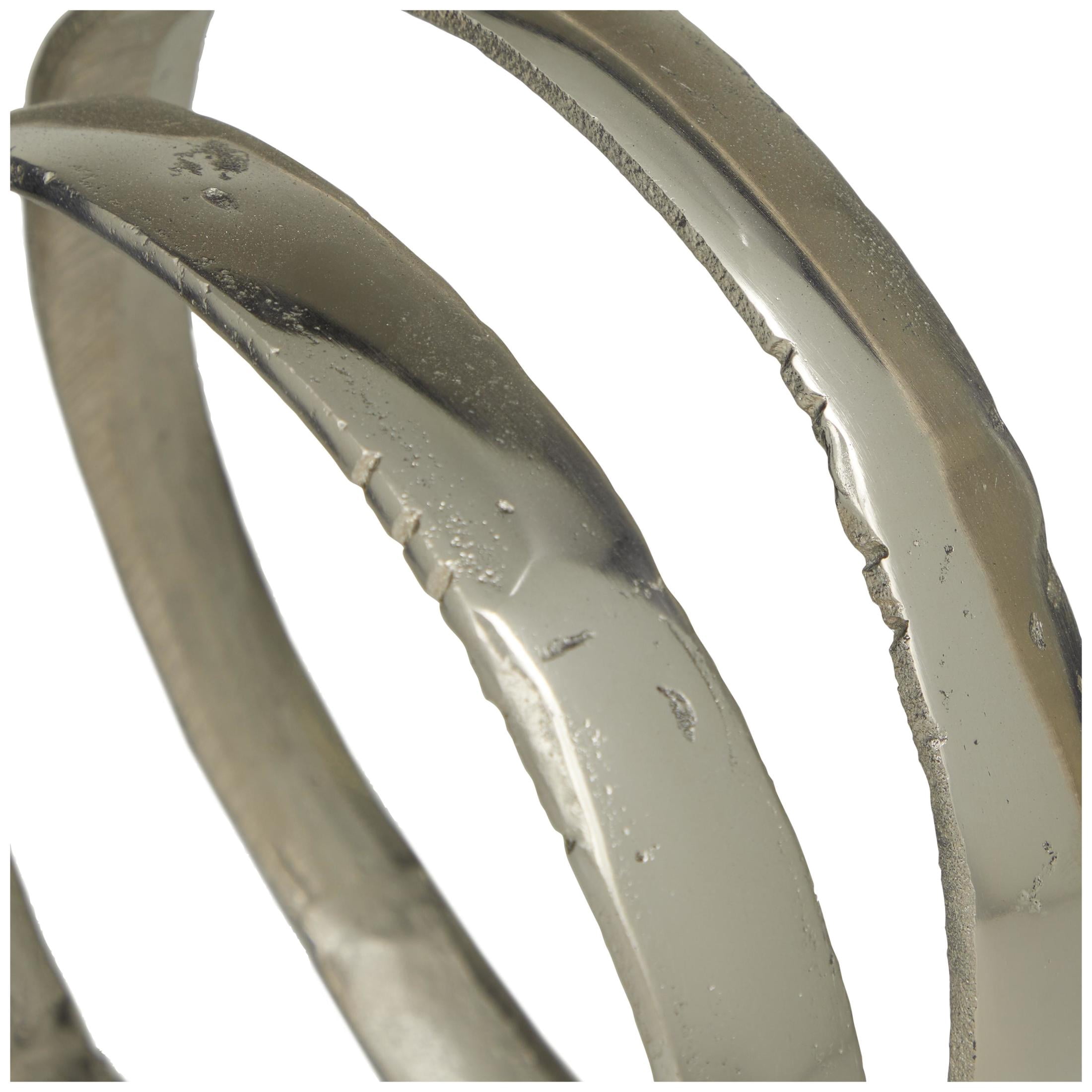 12" x 13" Silver Aluminum Metal Looped Abstract Sculpture, by DecMode